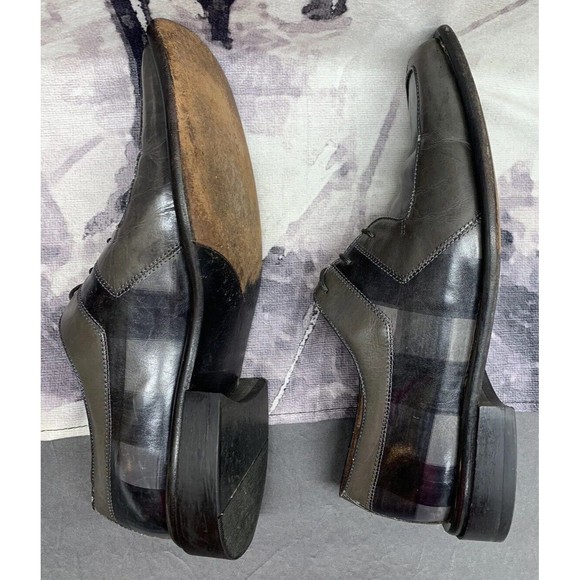 Marco Vicci Premium Derby Dress Shoes Mens 11 M TITAN Gray Black Check Pattern main image 9